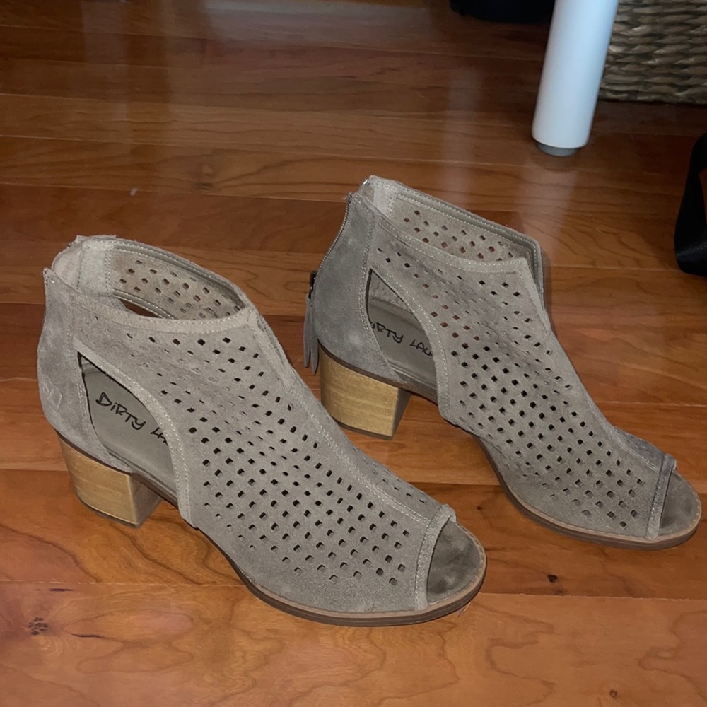 Grey Suede Open Toed Booties